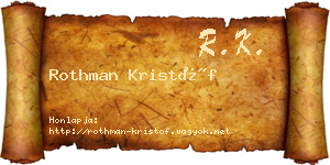 Rothman Kristóf névjegykártya